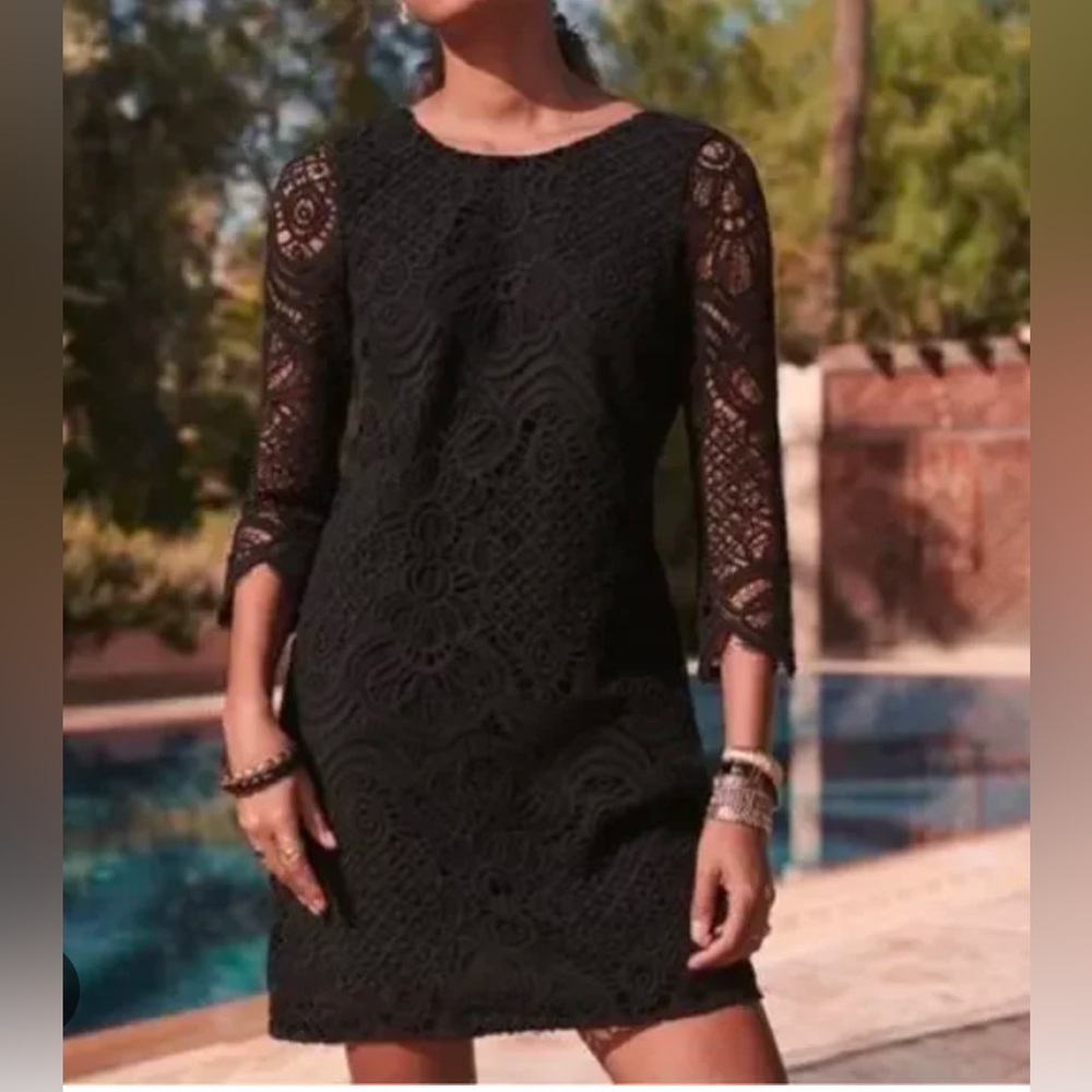 NWT. SEZANE Sarah dress in BLACK guipure, sz 8.